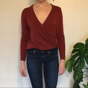 Classy Wrap Sweater in Maroon